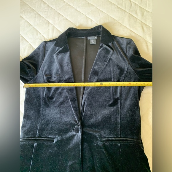 Tahari soft and shiny velvet blazer jacket single button closure pockets US M - Picture 14 of 16